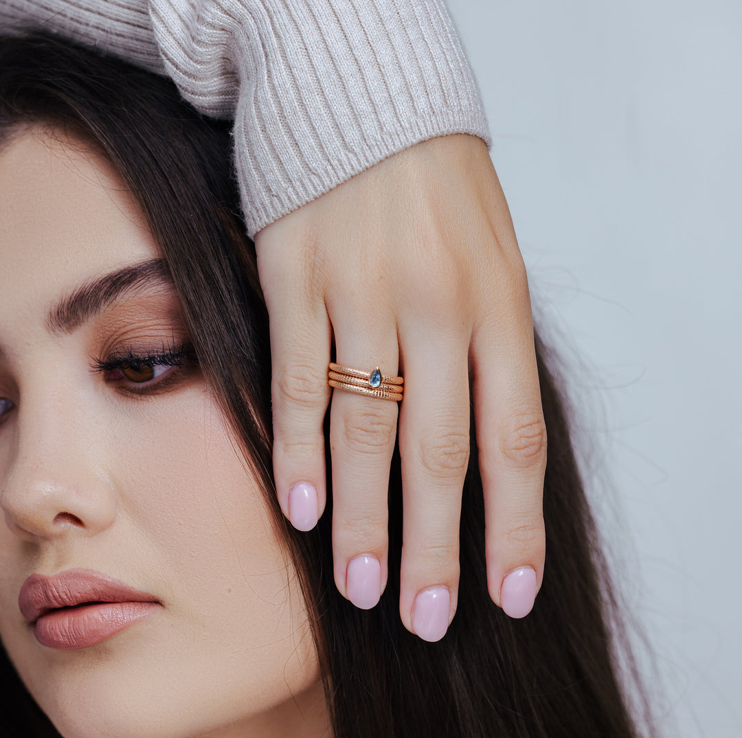Aquamarine Snake Ring Set