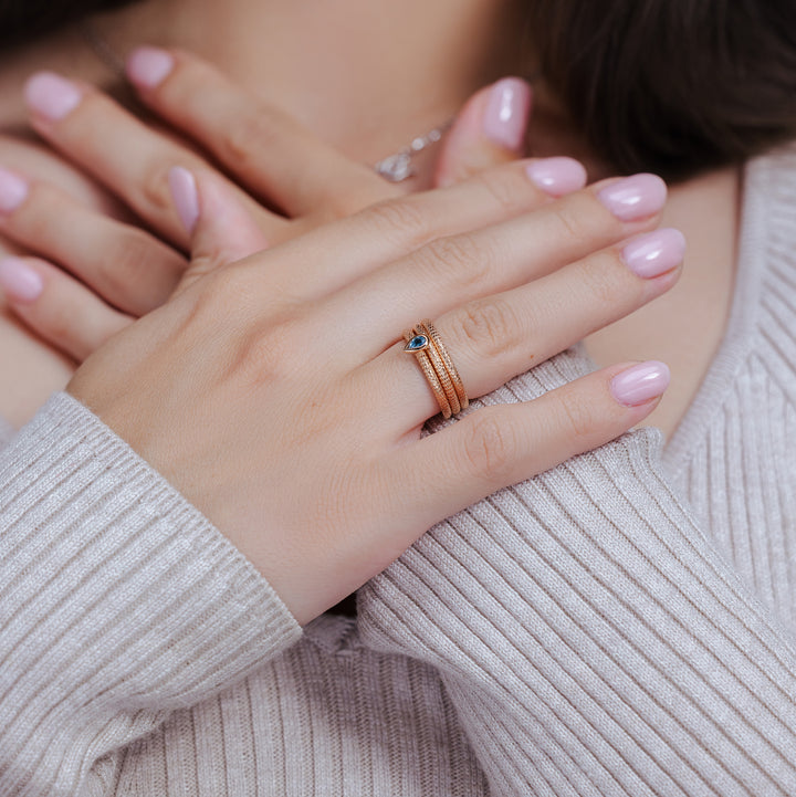 Aquamarine Snake Ring Set
