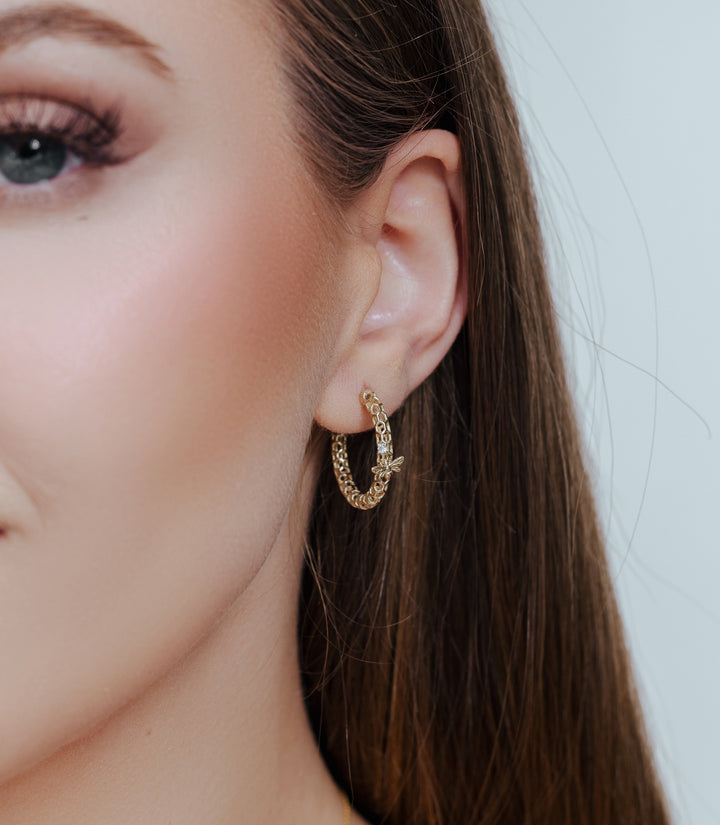 Queen Bee Petite Diamond Hoops